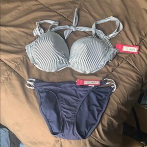 NEW Never Worn Striped Bikini Set